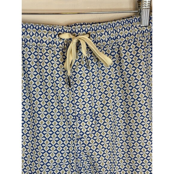 FAIR HARBOR Anchor Swim Trunk Men XL Blue White Geometric Lined 8" Shorts Beach - Picture 4 of 11